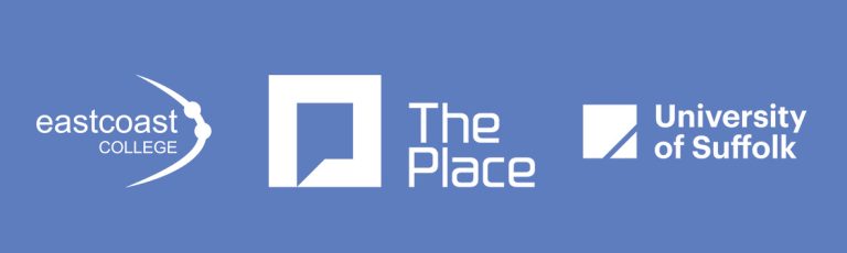 The Place, East Coast College and Uni of Suffolk logos