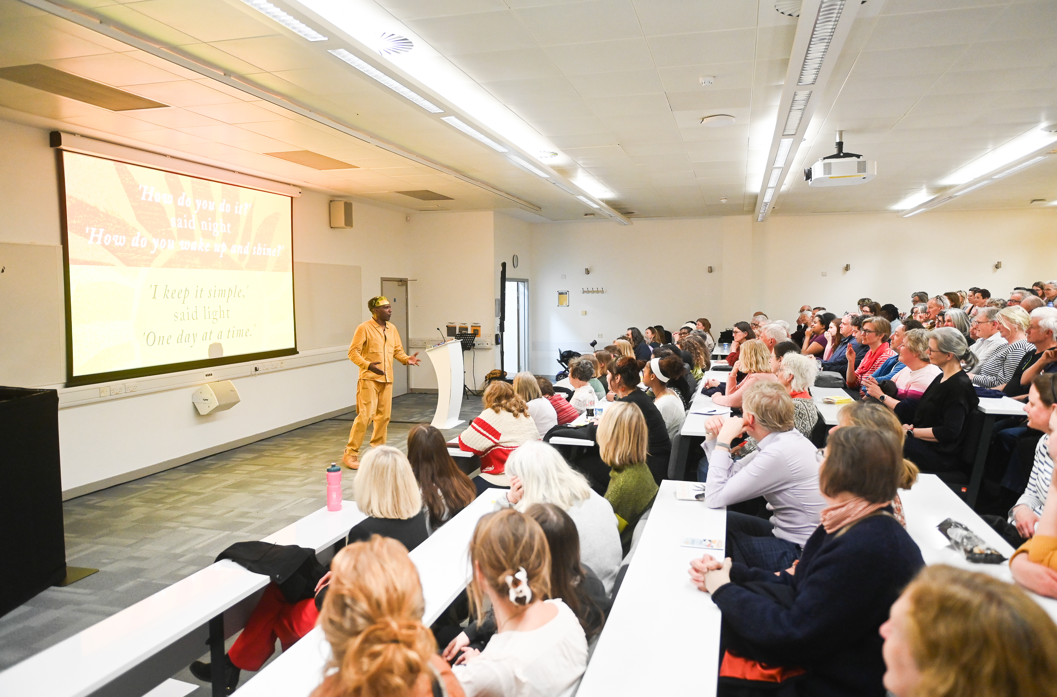 The lecture theatre was filled with guests for Lemn Sissay's Open Lecture